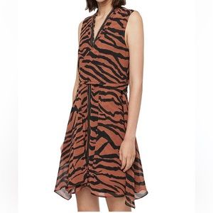 ALL SAINTS X Jayda Zephyr Zip-front Dress Zebra Print Size S